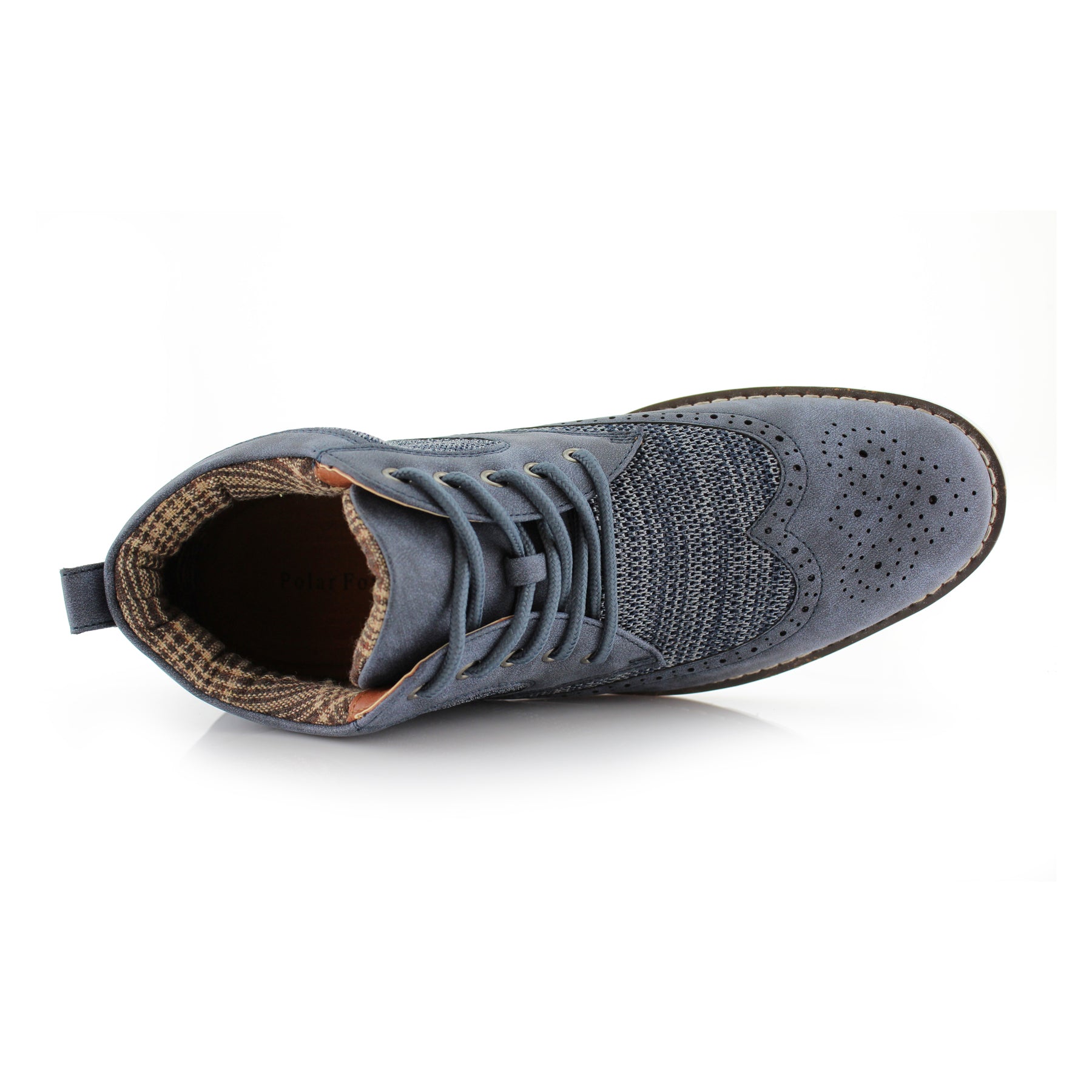 Duo-textured Mid-Top Wingtip Sneaker | Colbert by Polar Fox | Conal Footwear | Top-Down Angle View