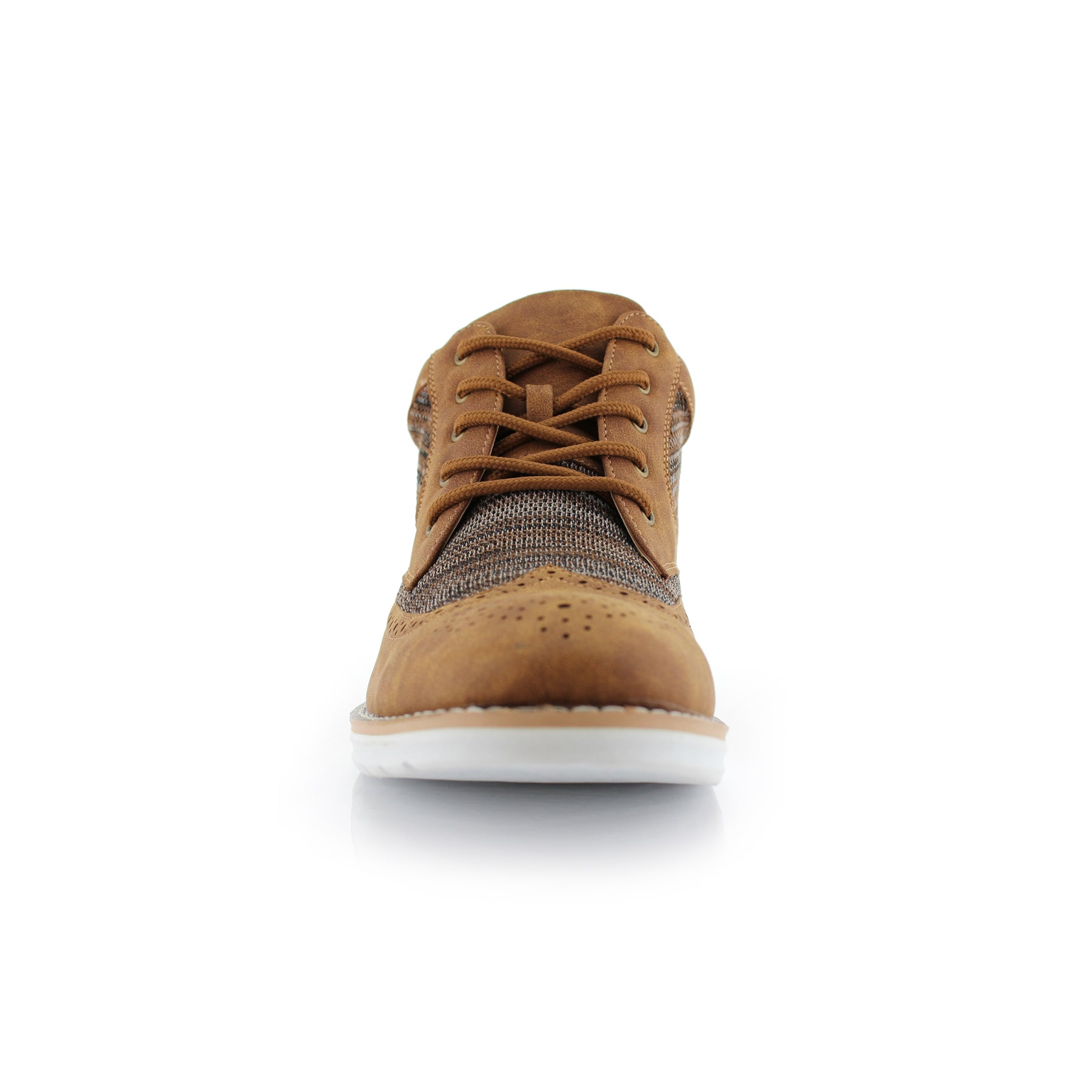Duo-textured Mid-Top Wingtip Sneaker | Colbert by Polar Fox | Conal Footwear | Front Angle View