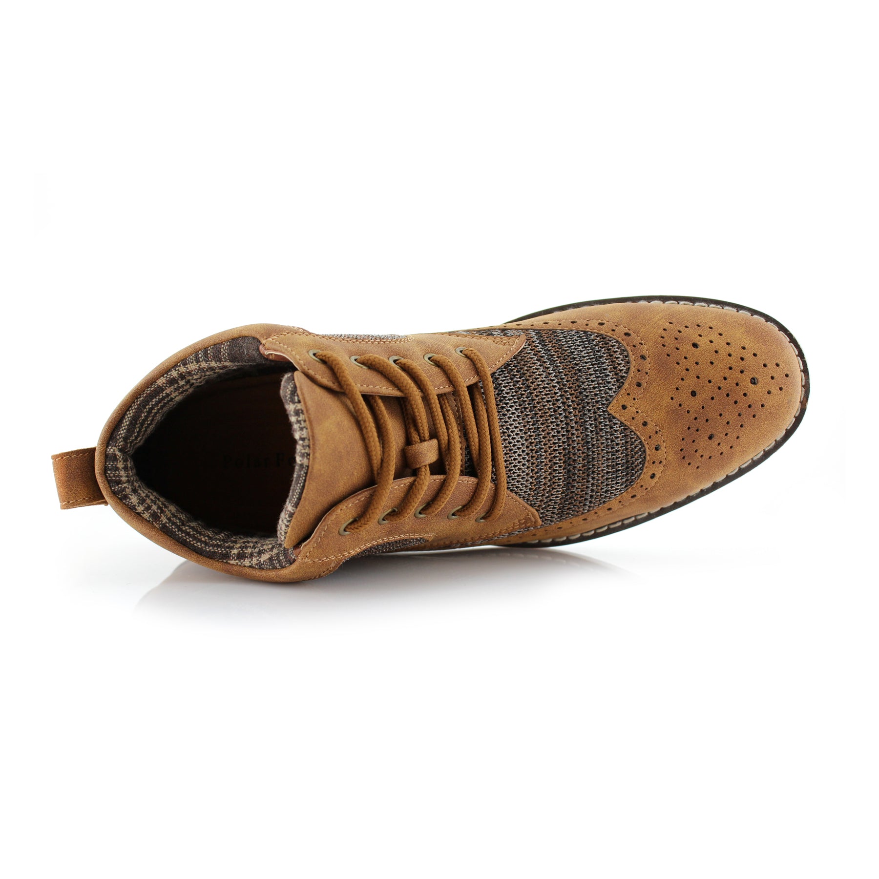 Duo-textured Mid-Top Wingtip Sneaker | Colbert by Polar Fox | Conal Footwear | Top-Down Angle View