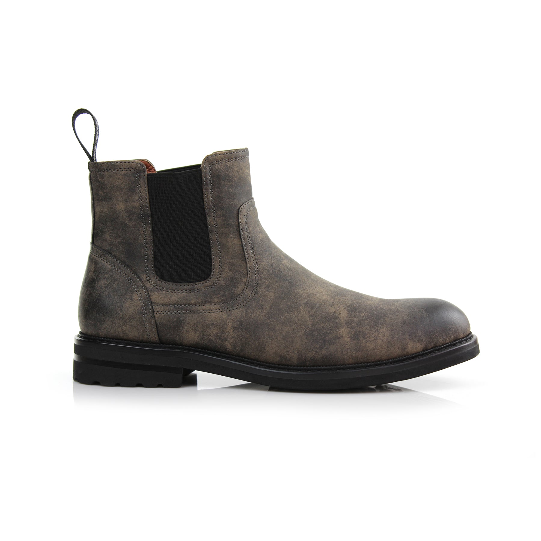 Rust Grey Duncan Polar Fox Rambler Style Western Chelsea Boots with distressed pattern side view