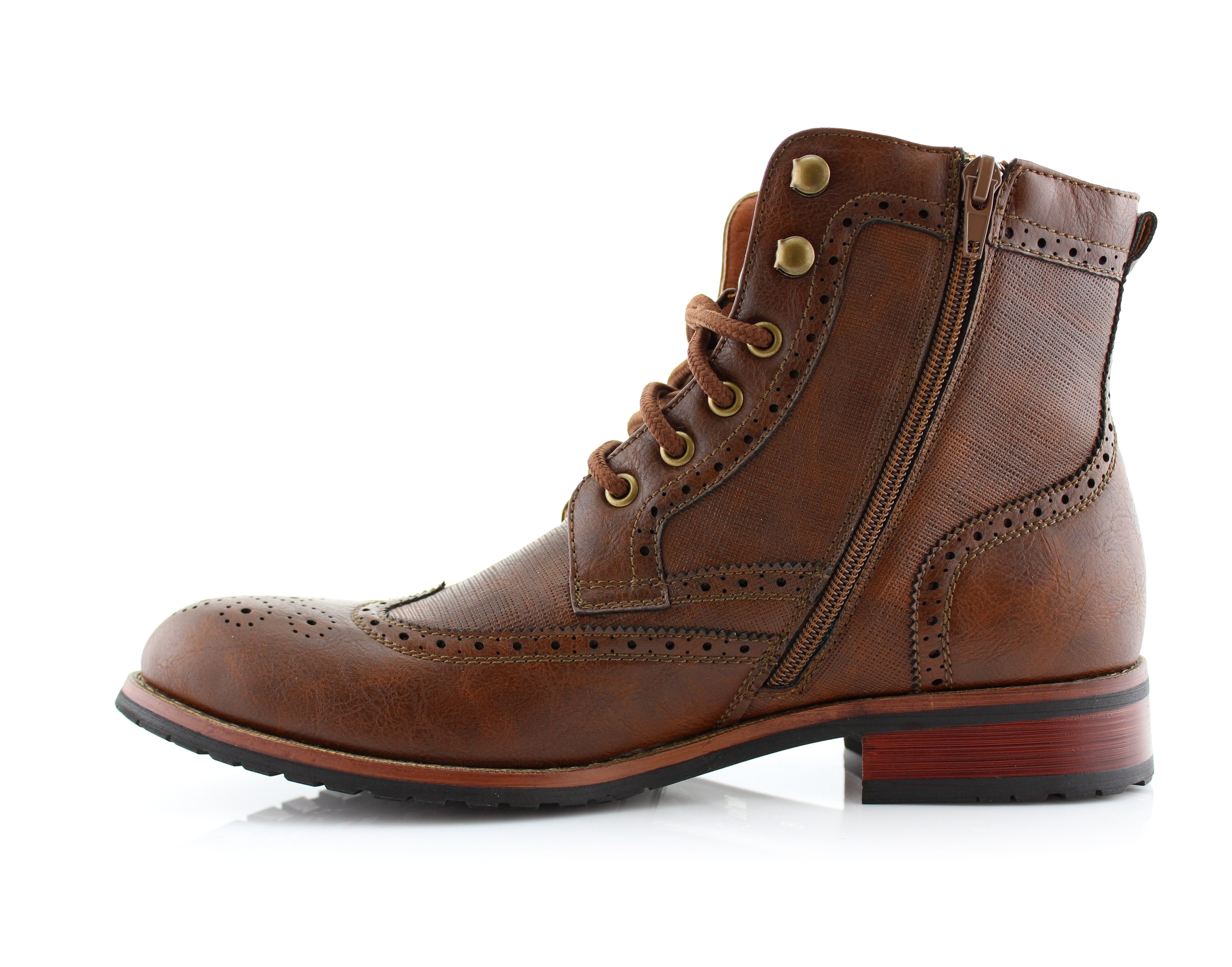 Brogue Wingtip Boots | Larry by Polar Fox | Conal Footwear | Inner Side Angle View