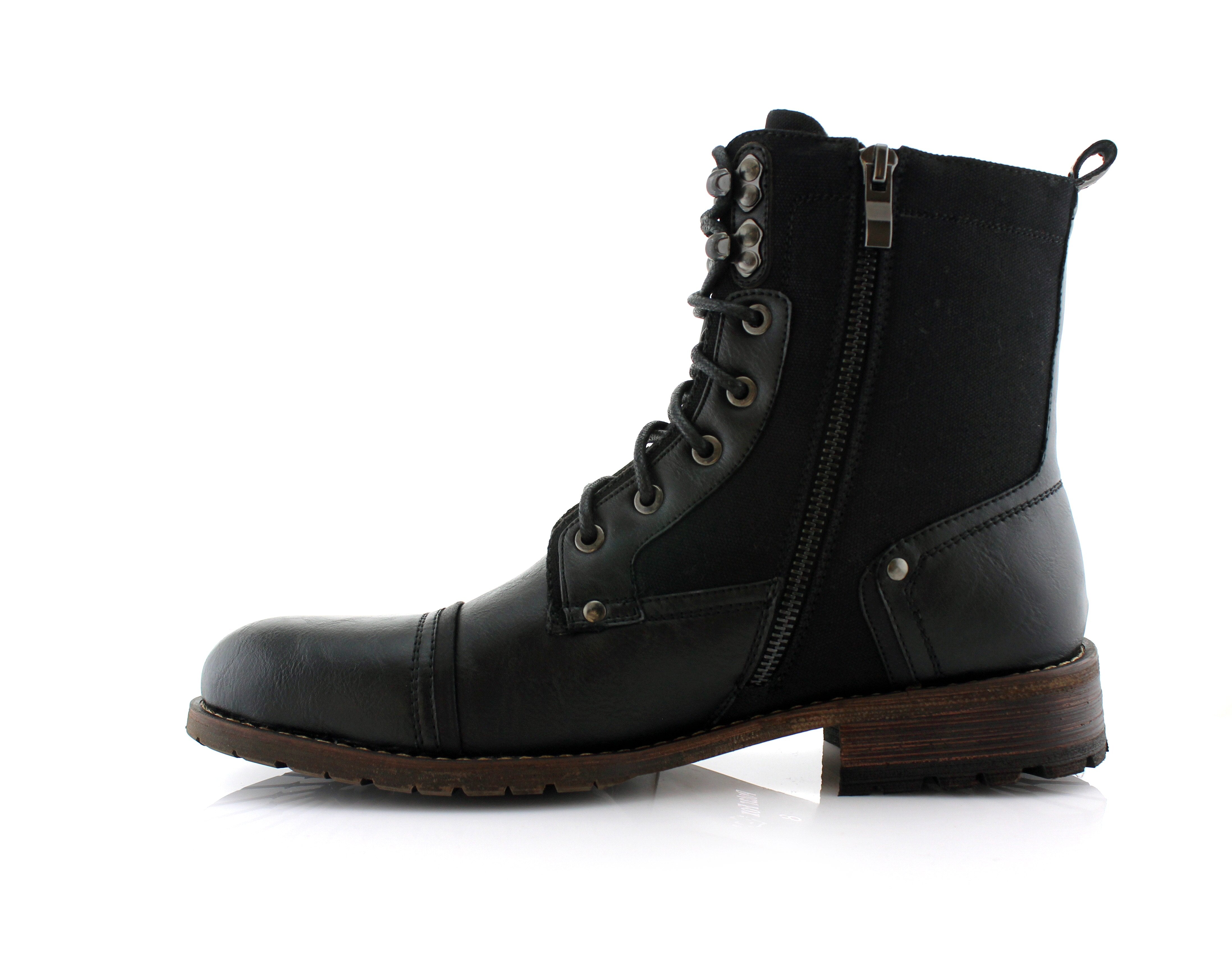 Ankle Strap Buckle with Zipper Closure Combat Boots | Asher by Polar Fox | Conal Footwear | Inner Side Angle View