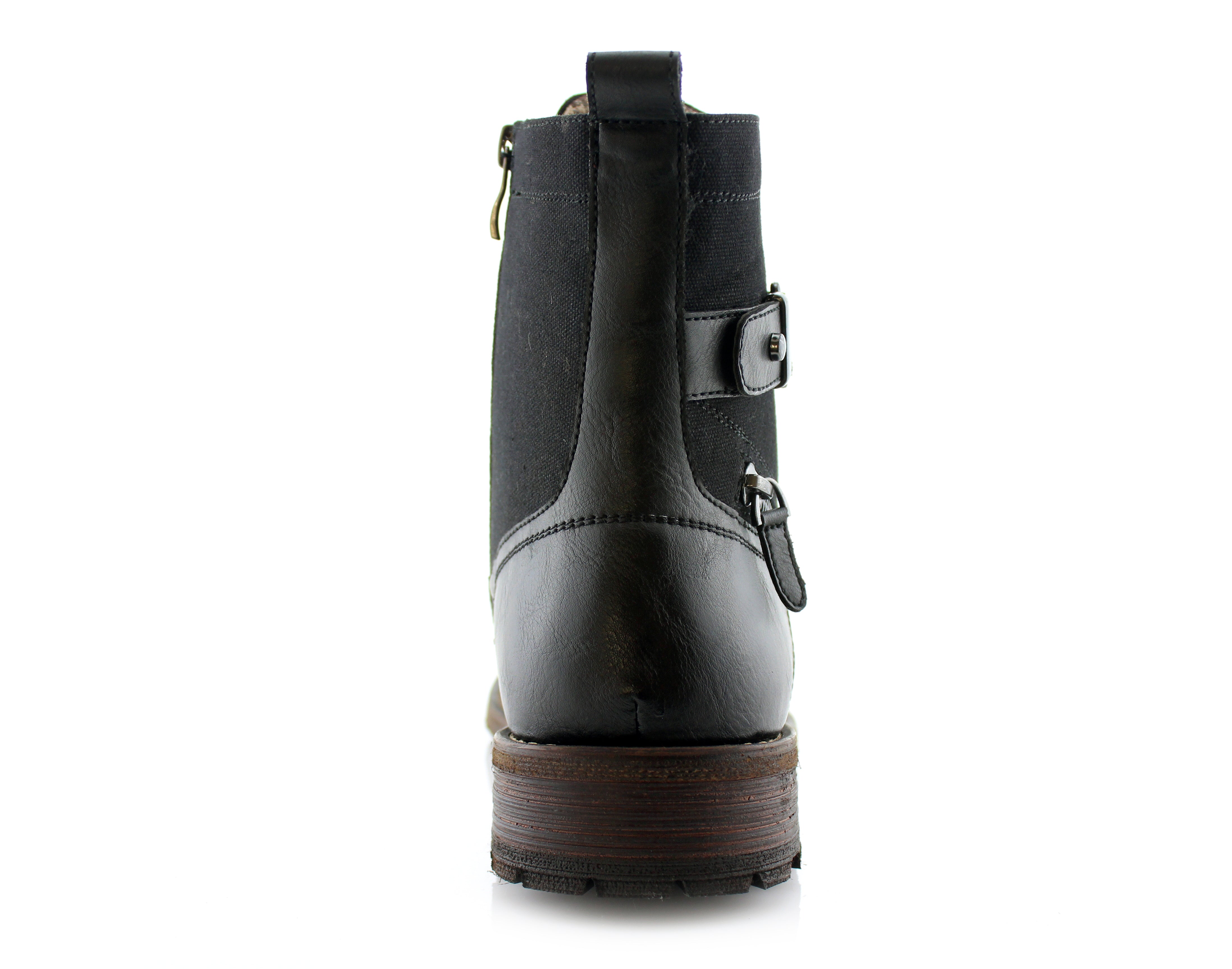Ankle Strap Buckle with Zipper Closure Combat Boots | Asher by Polar Fox | Conal Footwear | Back Angle View
