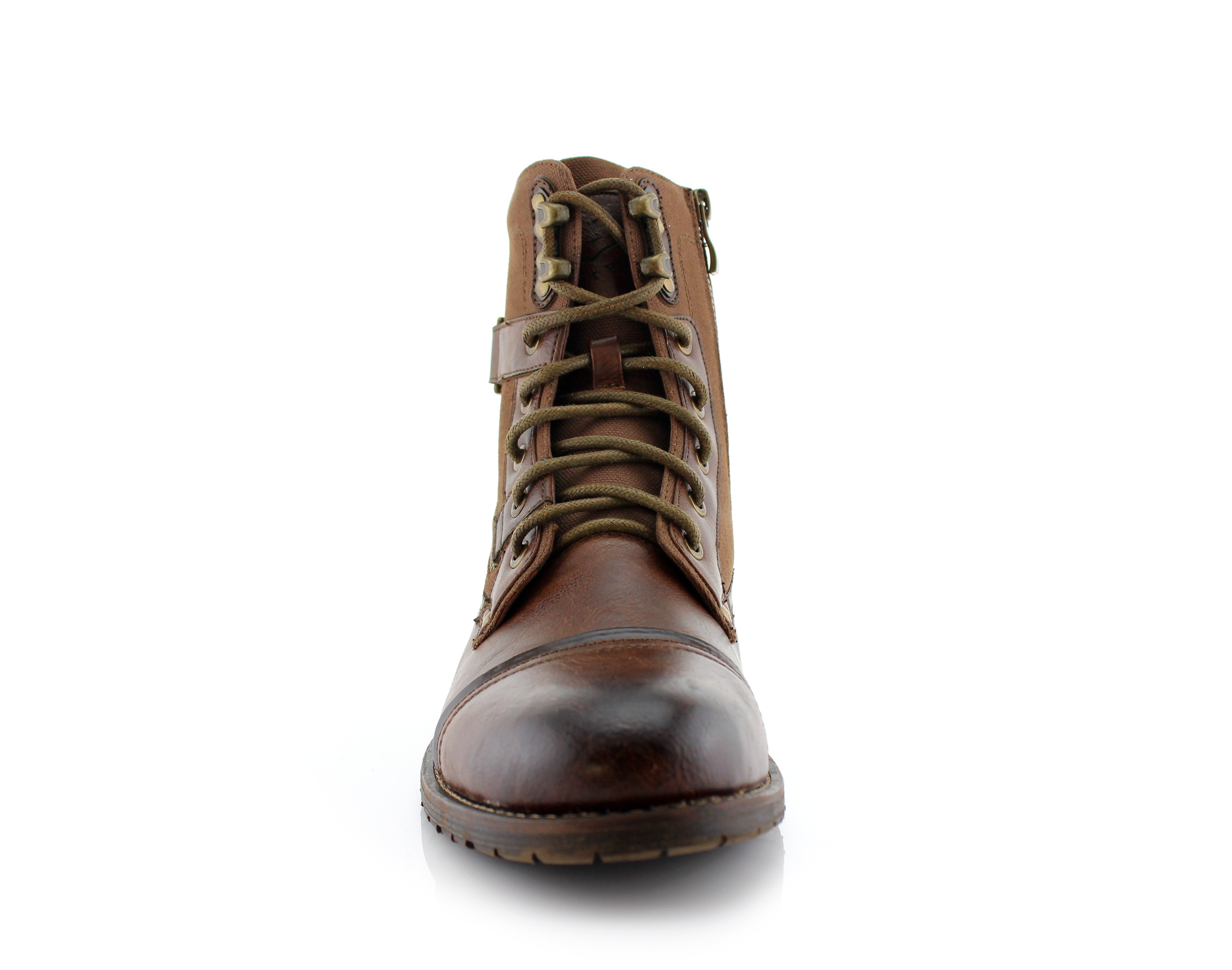 Ankle Strap Buckle with Zipper Closure Combat Boots | Asher by Polar Fox | Conal Footwear | Front Angle View