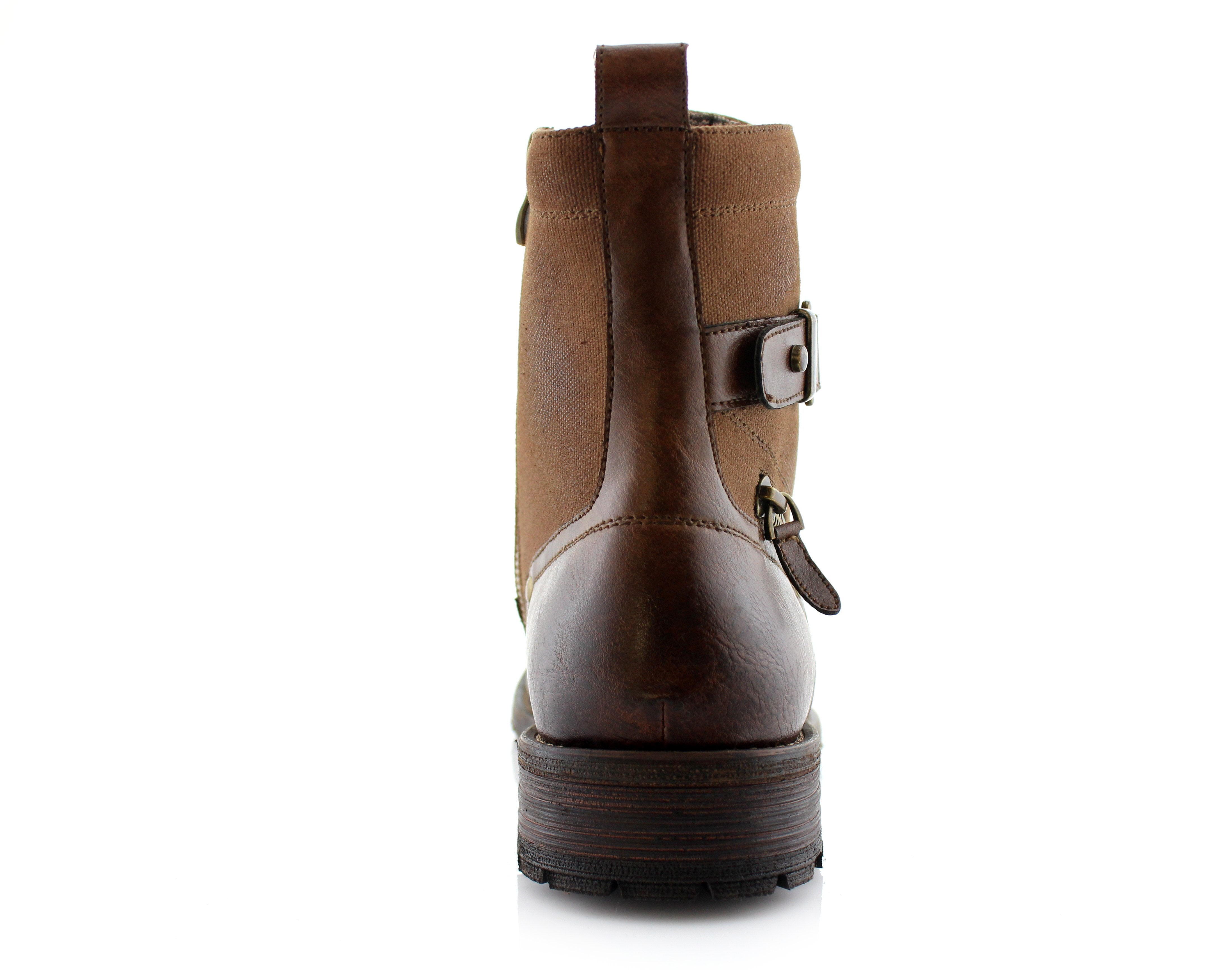 Ankle Strap Buckle with Zipper Closure Combat Boots | Asher by Polar Fox | Conal Footwear | Back Angle View