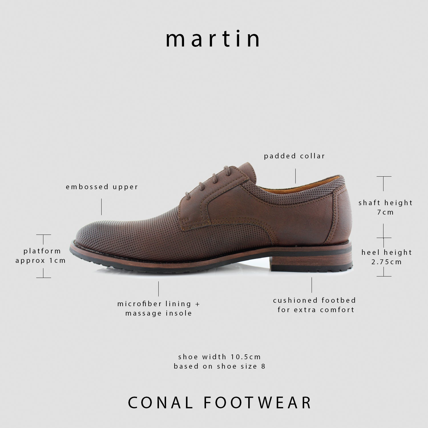 Duo-Textured Embossed Derby Shoes | Martin by Ferro Aldo | Conal Footwear | Overview