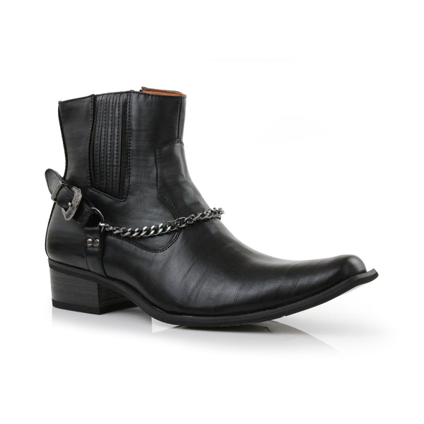 Synthetic Leather Cowboy Chain Boots REYES in Black Ferro Aldo