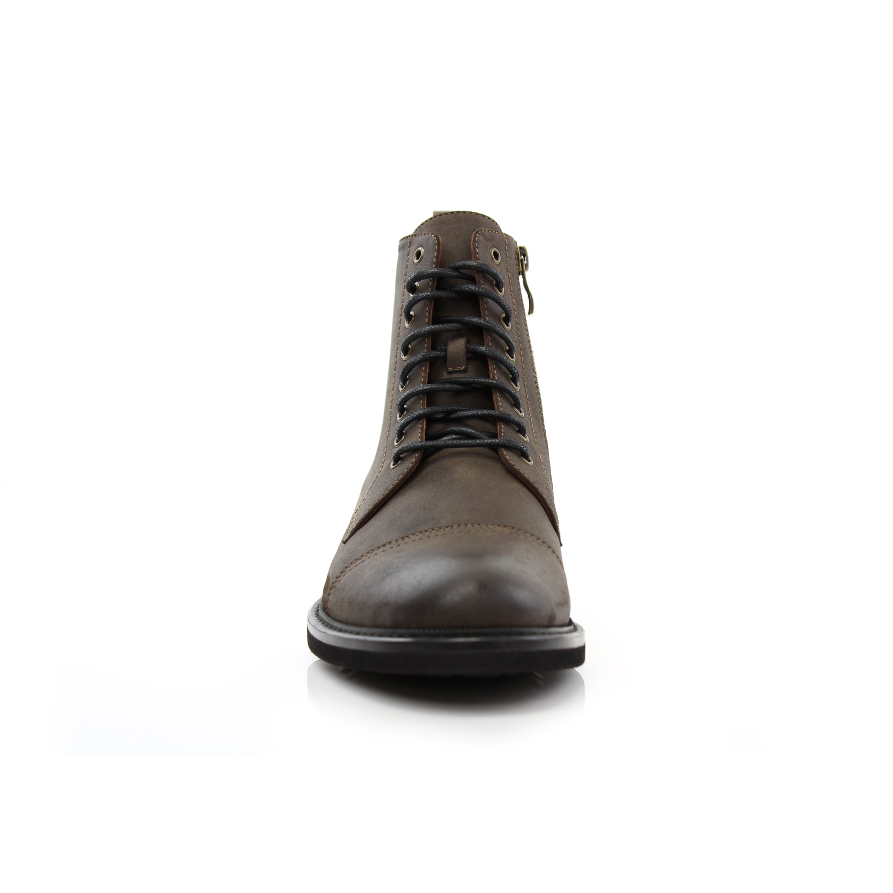 Burnished High-Top Derby Boots | Wright by Polar Fox | Conal Footwear | Front Angle View