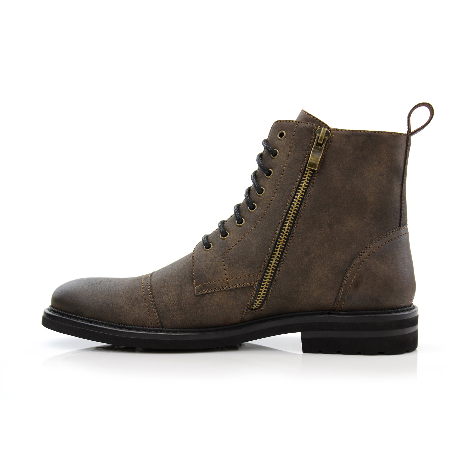 Burnished High-Top Derby Boots | Wright by Polar Fox | Conal Footwear | Inner Side Angle View