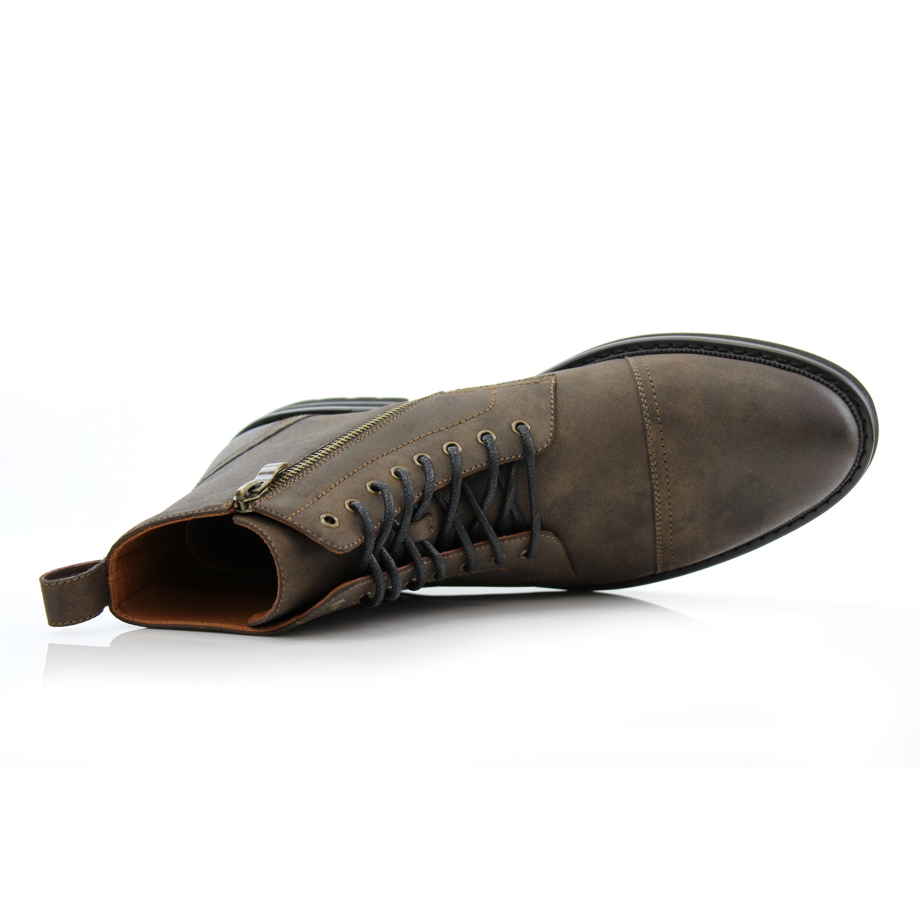 Burnished High-Top Derby Boots | Wright by Polar Fox | Conal Footwear | Top-Down Angle View
