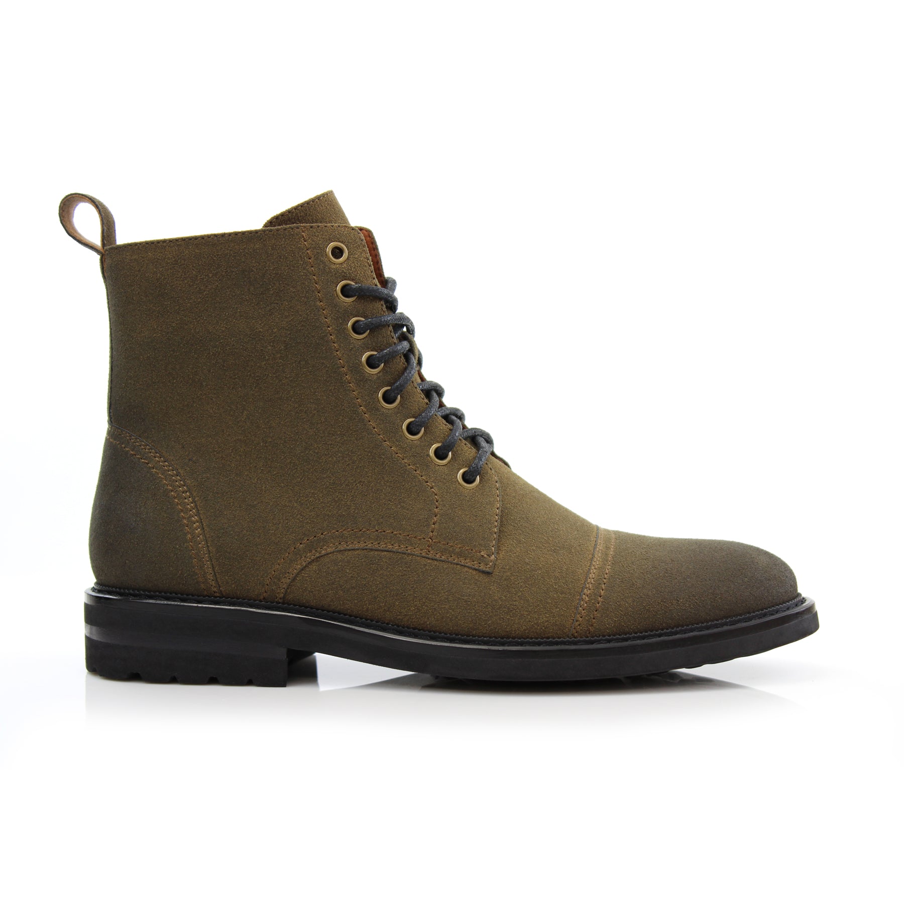 Burnished Suede High-Top Derby Boots | Wright by Polar Fox | Conal Footwear | Outer Side Angle View