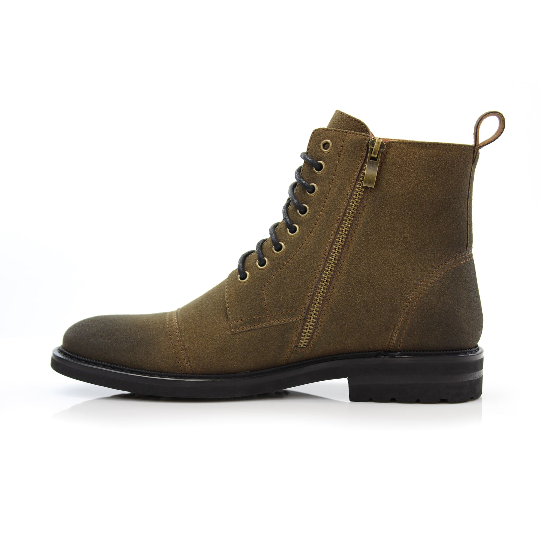 Burnished Suede High-Top Derby Boots | Wright by Polar Fox | Conal Footwear | Inner Side Angle View