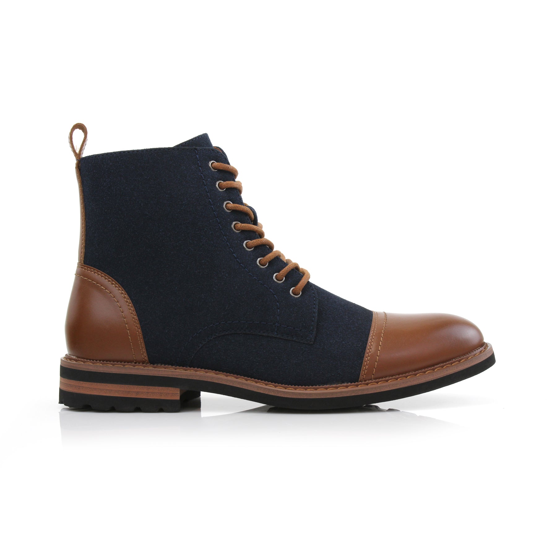 Blue Taupe High-Top Derby Boots | Wright by Polar Fox | Conal Footwear | Outer Side Angle View